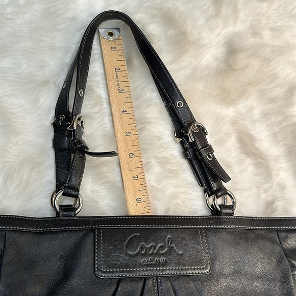 Coach GALLERY F13759 Black Leather Double Handle Satchel Handbag. Size … - Picture 6 of 8
